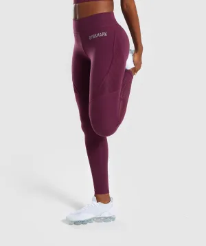 Gymshark Geo Mesh Leggings - Dark Ruby