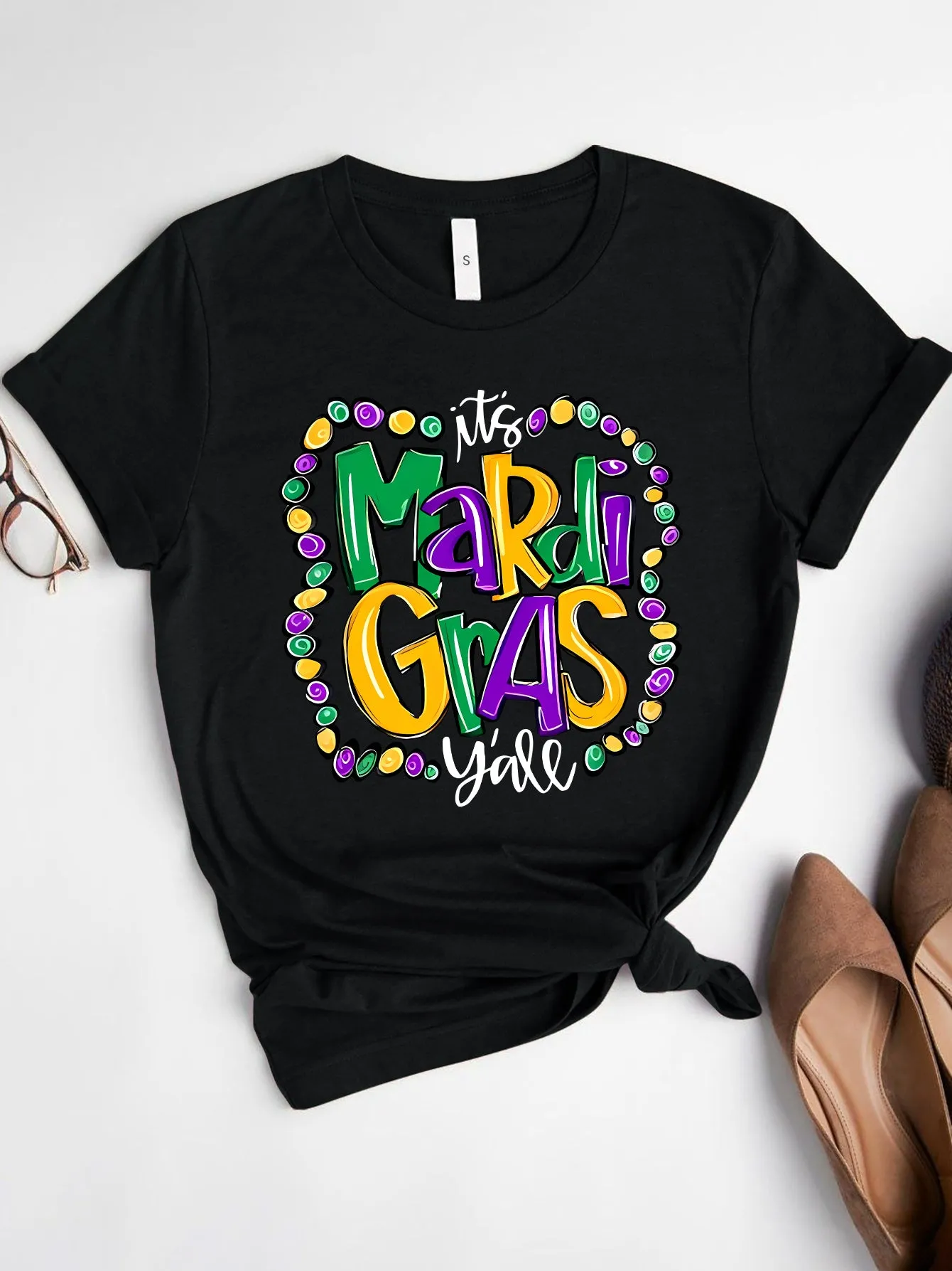 IT'S MARDI GRAS Y'ALL Round Neck T-Shirt