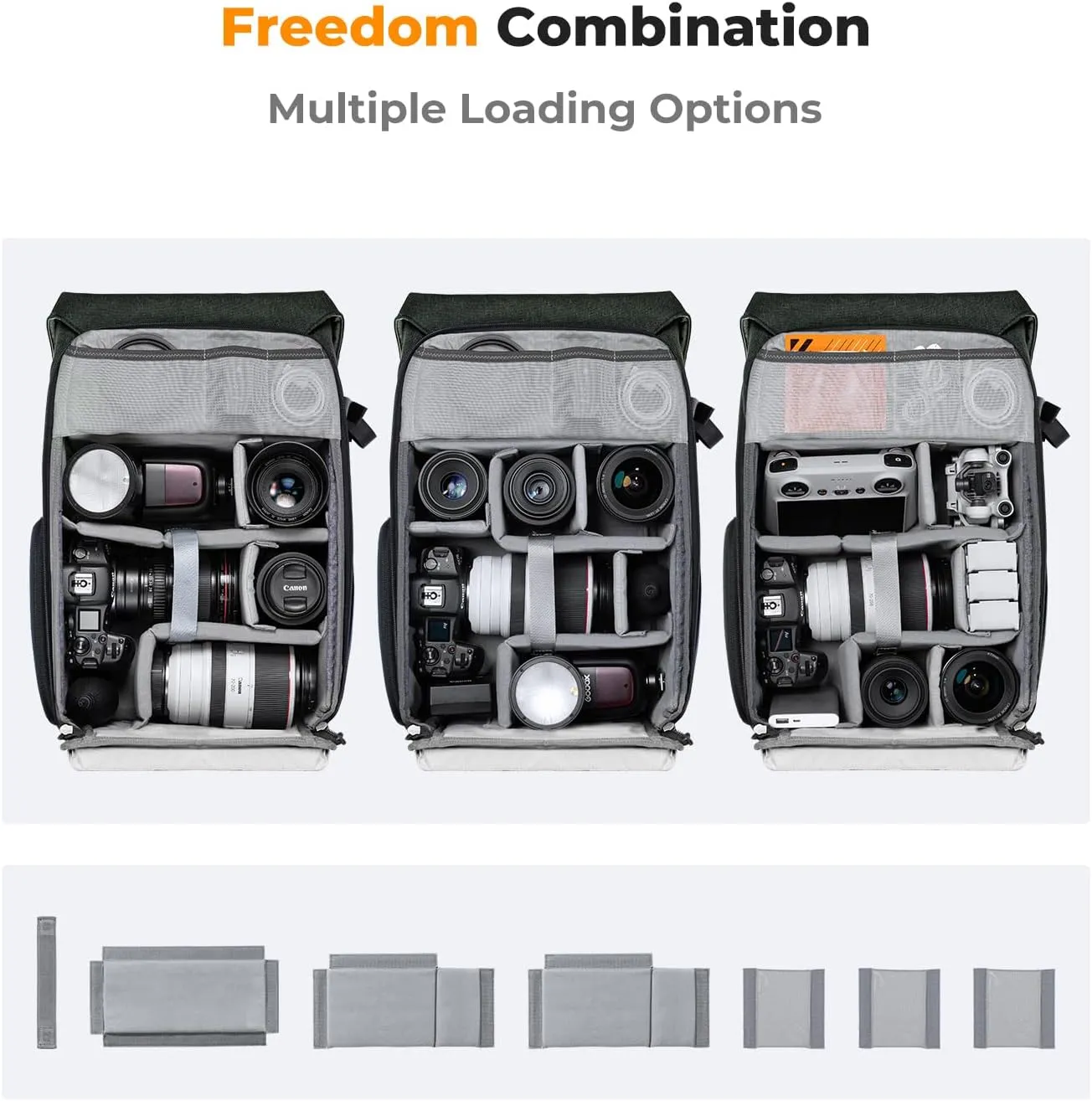 K&F Concept Camera Backpacks for Photographers Travel Bag for Tripod Camera Lence Accessory with laptop compartment and Rain Cover Waterproof Multi-Functional Camera Bags for Dslr Cameras Black