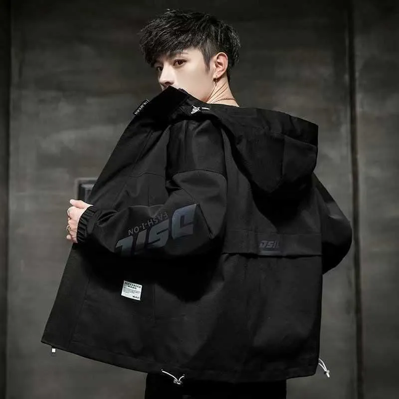 Korean Men'S Spring And Autumn Clothes Hooded Thin Windbreaker Denim Jacket Men