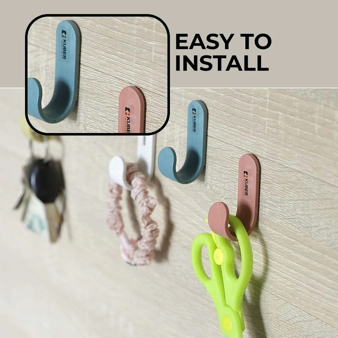 Kuber Industries Hooks for Wall|Superior Quality ABS|Durable & Rust-Proof|Easy to Install Self Adhesive Hook|Wall Hooks for Doors & Closets|JH-002|Pack of 25|Multicolor
