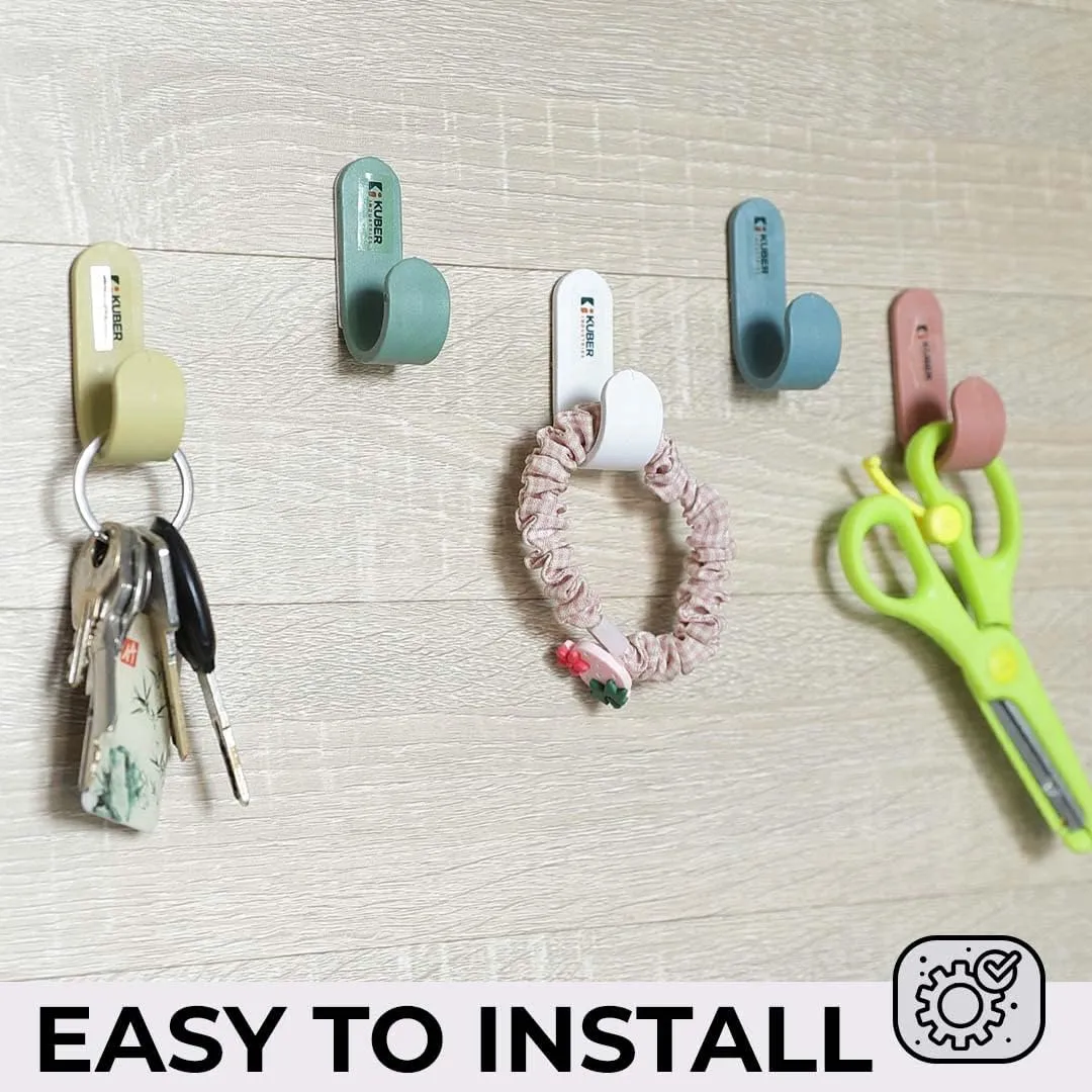 Kuber Industries Hooks for Wall|Superior Quality ABS|Durable & Rust-Proof|Easy to Install Self Adhesive Hook|Wall Hooks for Doors & Closets|JH-002|Pack of 25|Multicolor