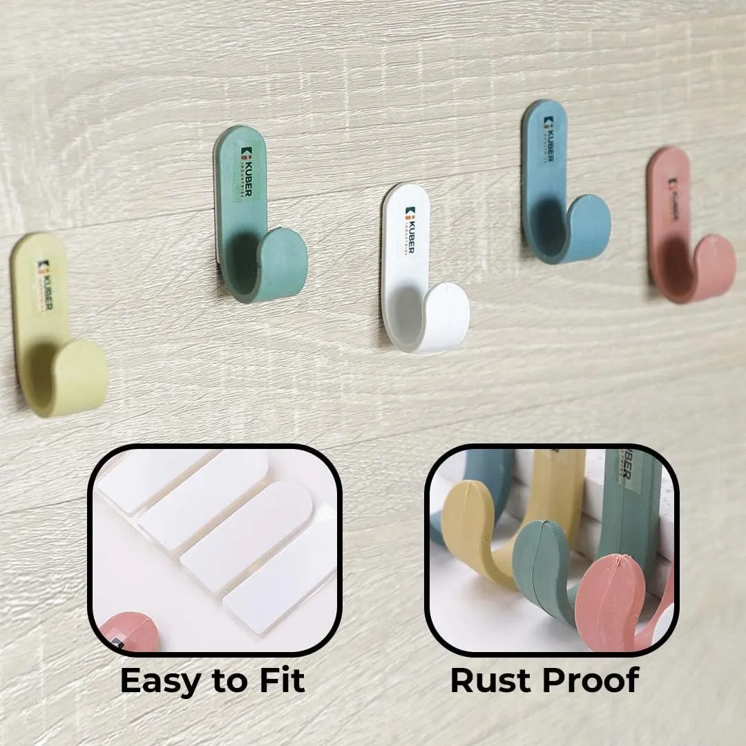 Kuber Industries Hooks for Wall|Superior Quality ABS|Durable & Rust-Proof|Easy to Install Self Adhesive Hook|Wall Hooks for Doors & Closets|JH-002|Pack of 25|Multicolor