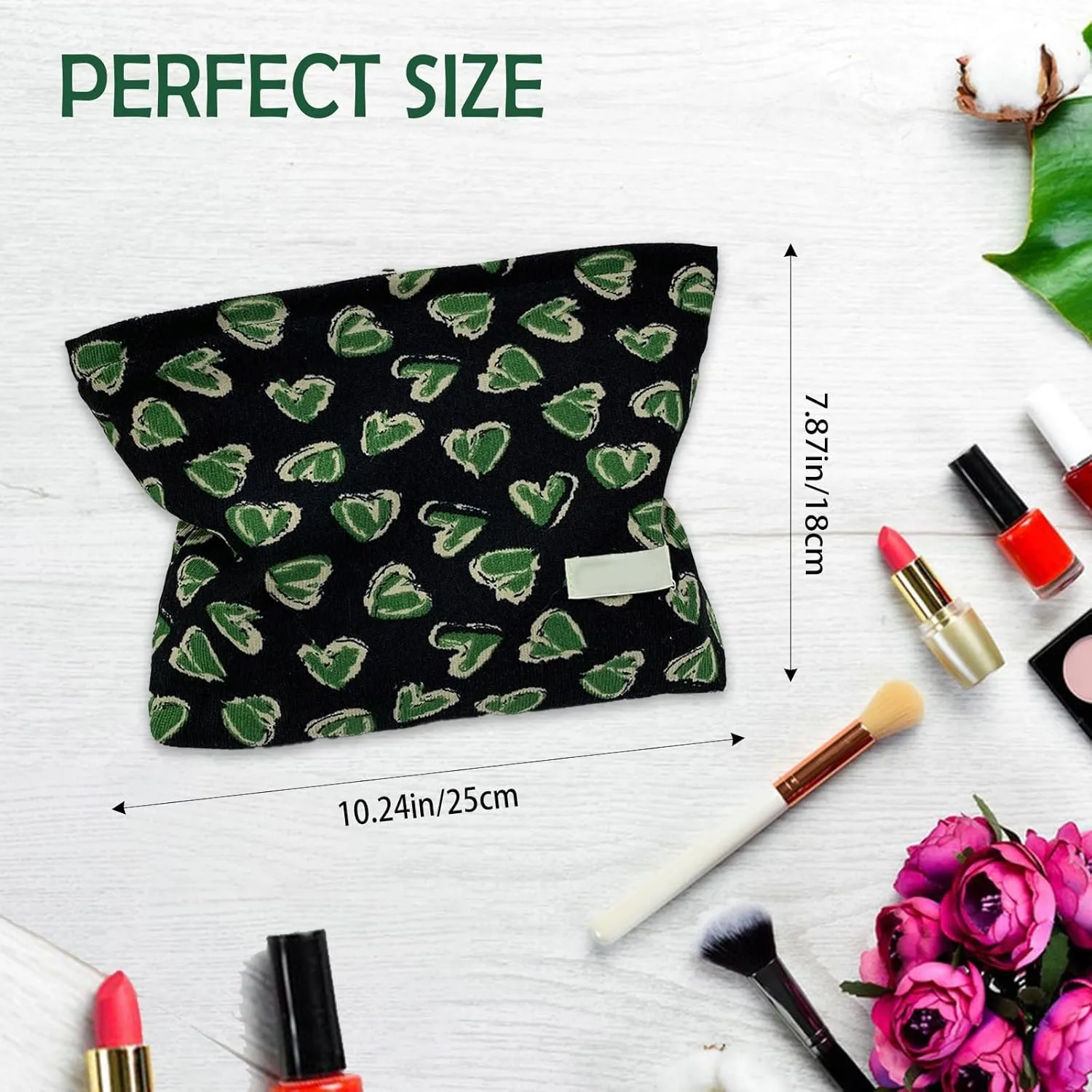 Large Capacity Makeup Bag Zipper Cosmetic Pouch for Purse, Travel Toiletry Organizer, Multi-functional Convenient Storage Bag for Daily and Travel Use (Heart)