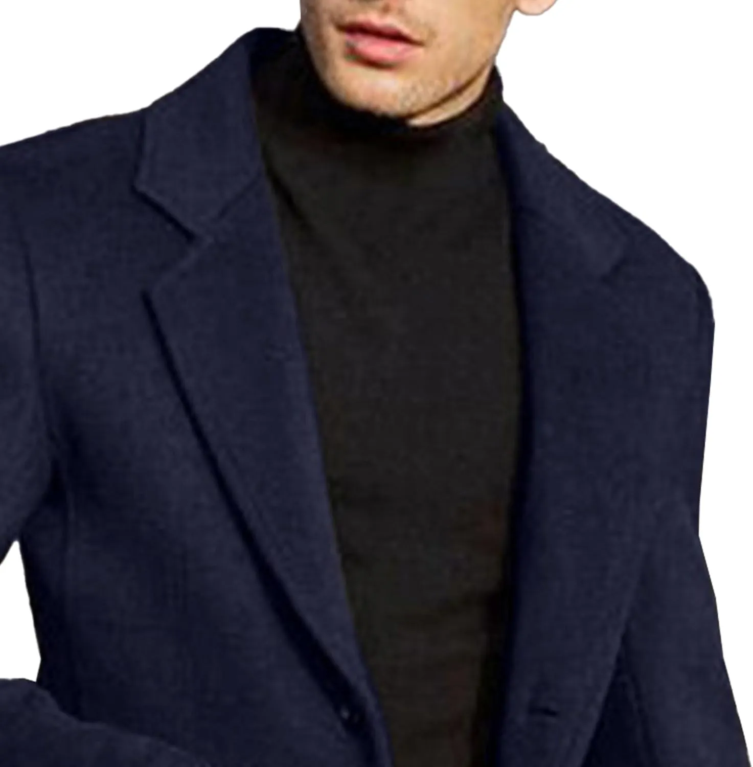 Maiyifu-GJ Men's Single Breasted Wool Blend Pea Coat Winter Thick Slim Fit Trench Coats Long Warm Classic Business Coat