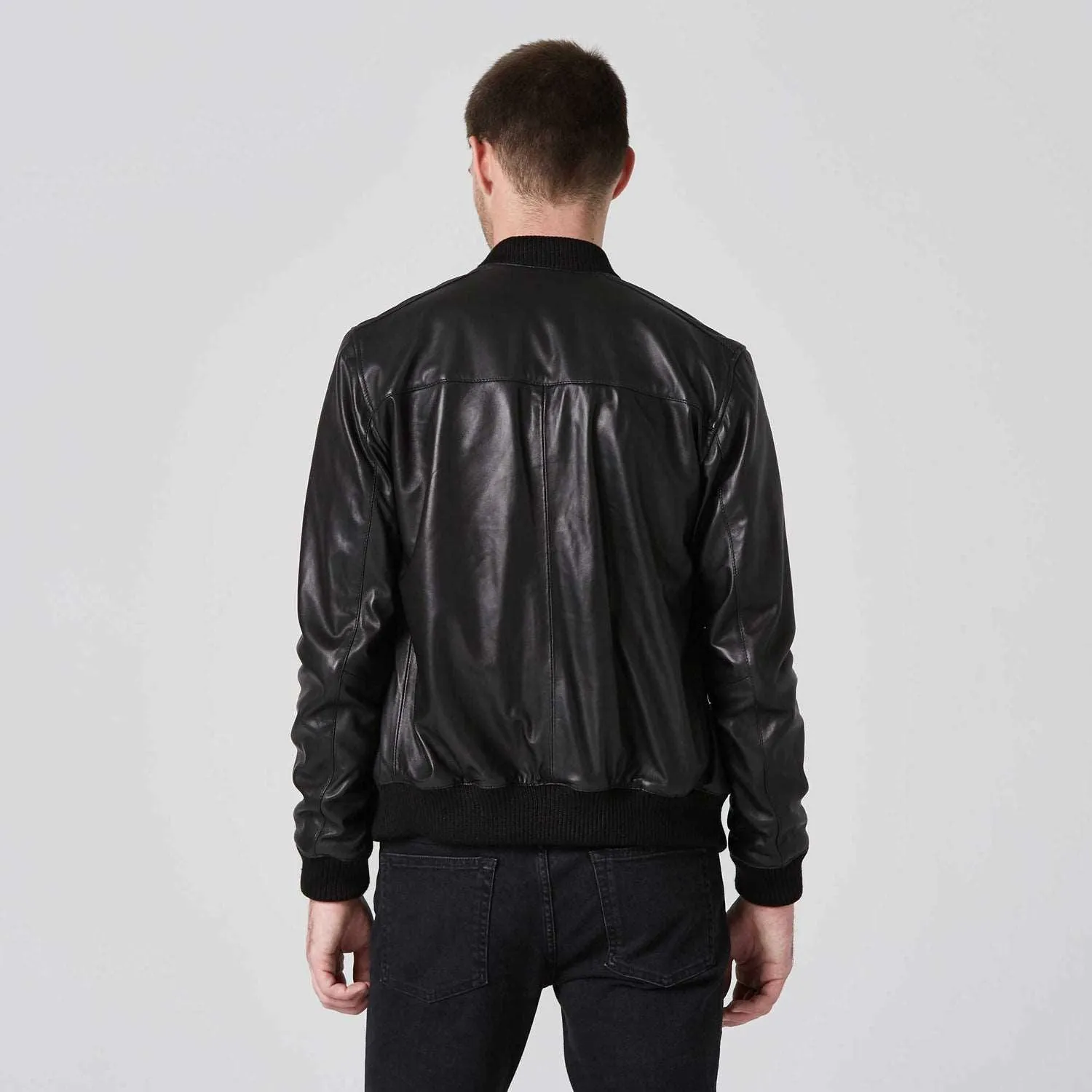 Men’s Black Bomber Leather Jacket