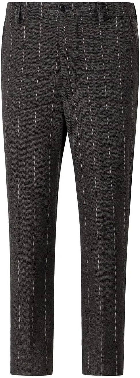 Men's Dress Pants Tweed Plaid Classic Fit Siut Separates Slim Stylish Wool Casual Business Suit Pants