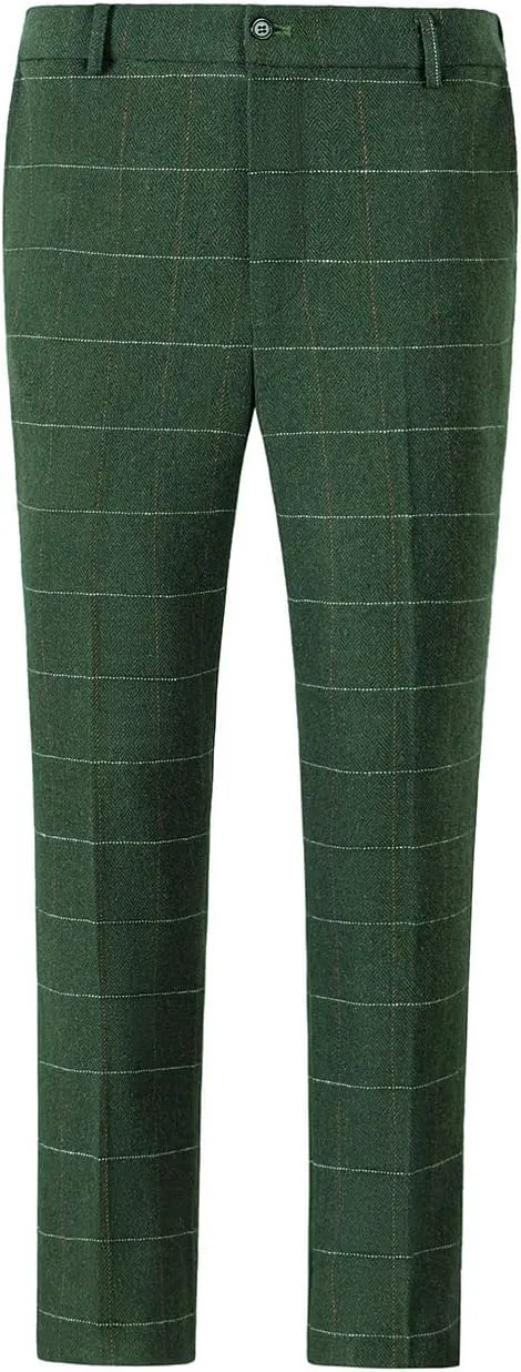 Men's Dress Pants Tweed Plaid Classic Fit Siut Separates Slim Stylish Wool Casual Business Suit Pants