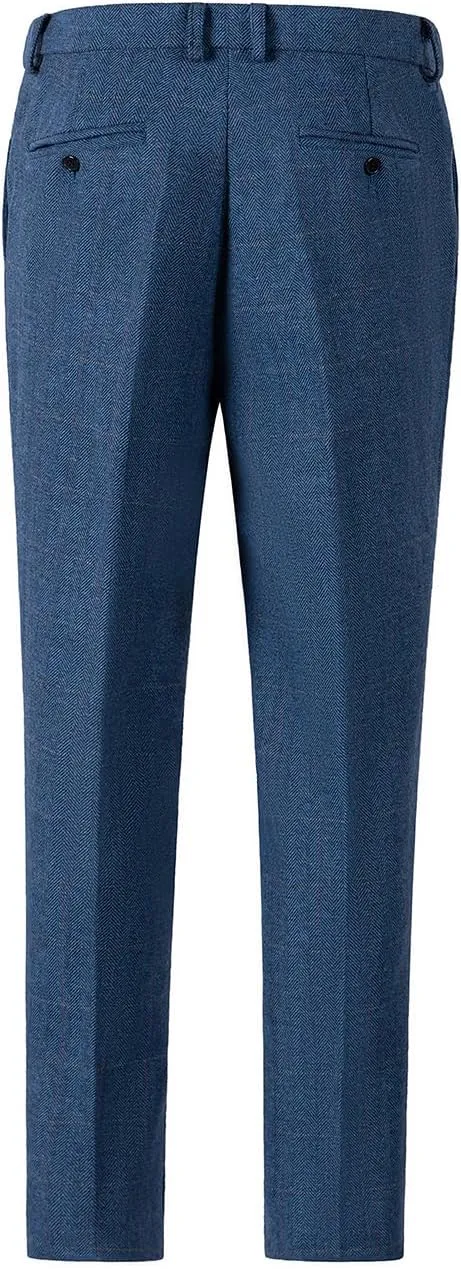 Men's Dress Pants Tweed Plaid Classic Fit Siut Separates Slim Stylish Wool Casual Business Suit Pants