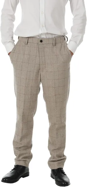 Men's Dress Pants Tweed Plaid Classic Fit Siut Separates Slim Stylish Wool Casual Business Suit Pants