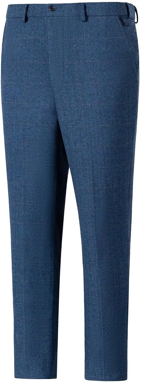 Men's Dress Pants Tweed Plaid Classic Fit Siut Separates Slim Stylish Wool Casual Business Suit Pants