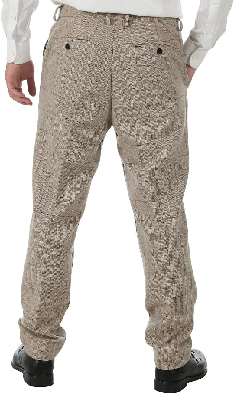 Men's Dress Pants Tweed Plaid Classic Fit Siut Separates Slim Stylish Wool Casual Business Suit Pants