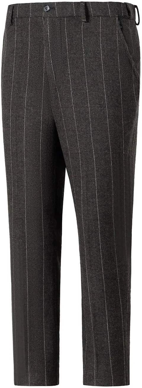Men's Dress Pants Tweed Plaid Classic Fit Siut Separates Slim Stylish Wool Casual Business Suit Pants