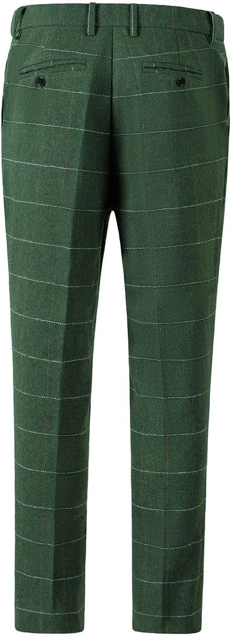 Men's Dress Pants Tweed Plaid Classic Fit Siut Separates Slim Stylish Wool Casual Business Suit Pants
