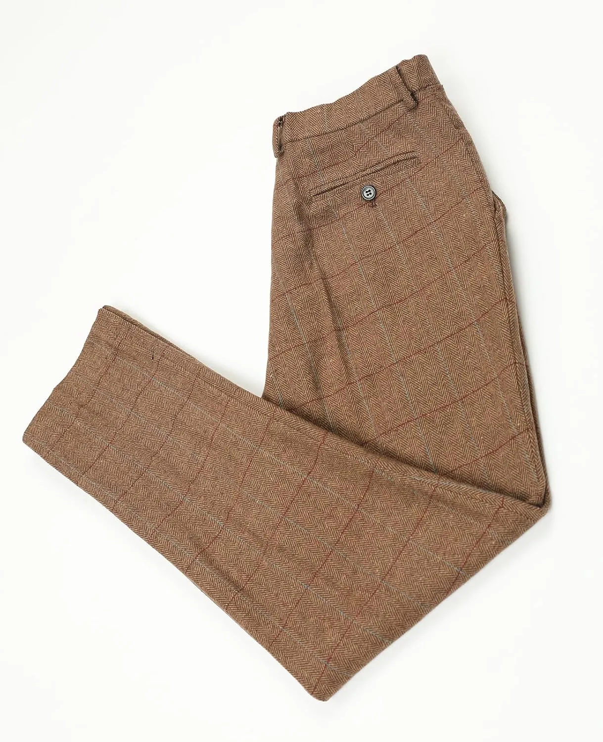 Men's Dress Pants Tweed Plaid Classic Fit Siut Separates Slim Stylish Wool Casual Business Suit Pants
