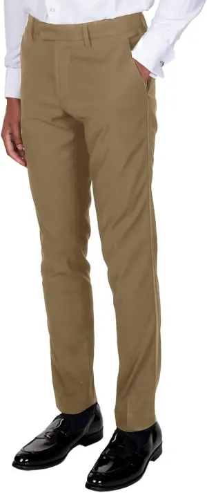 Mens Expandable Waist Classic Fit Flat Front Pant Lightweight Suit Pant