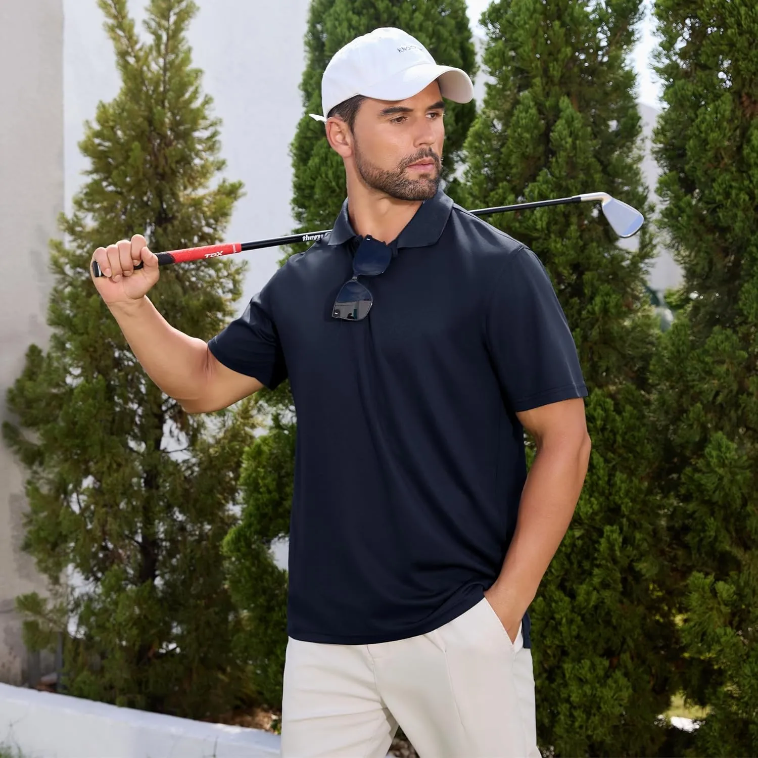 Mens Golf Polo Shirts Short Sleeve Moisture Wicking Dry Fit Tactical T-Shirt Athletic Top Casual Polo Shirts for Men