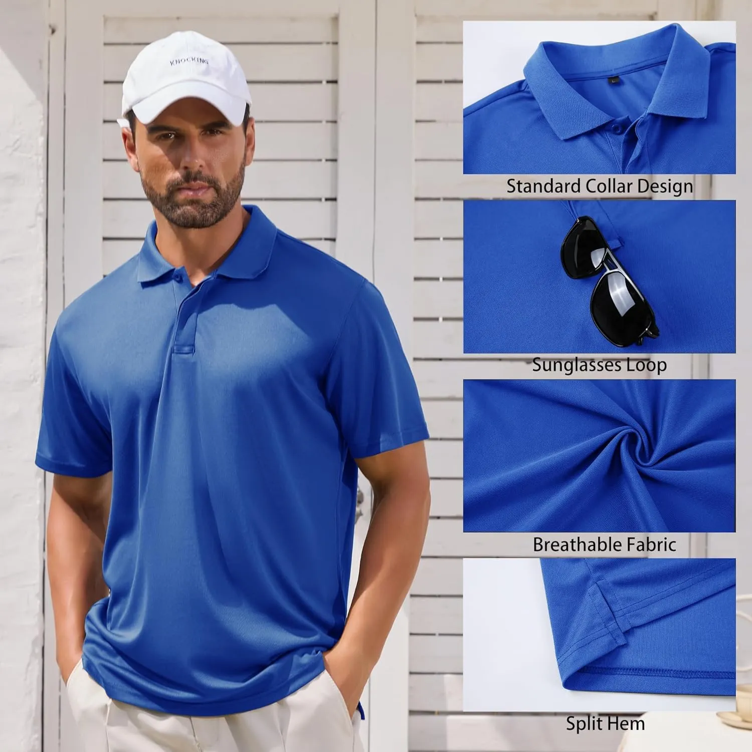 Mens Golf Polo Shirts Short Sleeve Moisture Wicking Dry Fit Tactical T-Shirt Athletic Top Casual Polo Shirts for Men