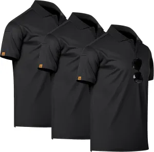 Mens Golf Polo Shirts Short Sleeve Moisture Wicking Dry Fit Tactical T-Shirt Athletic Top Casual Polo Shirts for Men