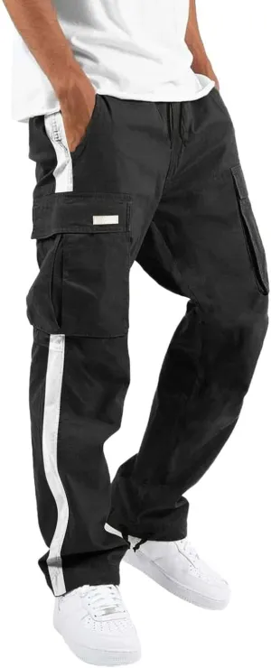 Mens Hiking Outdoor Recreation Pants Fleece Sweatpants Men's Casual Cargo Sweatpants with Pockets Long Openleg Track