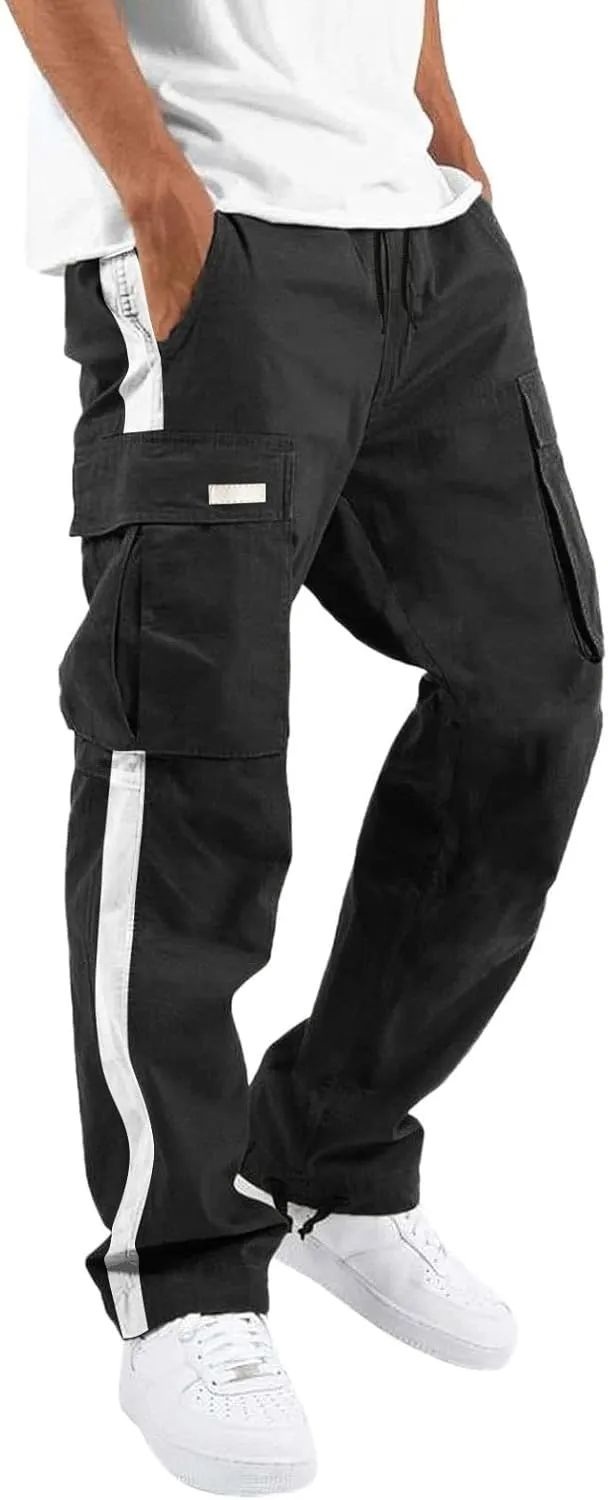 Mens Hiking Outdoor Recreation Pants Fleece Sweatpants Men's Casual Cargo Sweatpants with Pockets Long Openleg Track