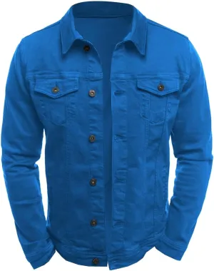 Men's Loose Plus Size Casual Jean Jacket Spring Autumn Denim Jacket Classic Trucker Style Slim Fit Outerwear
