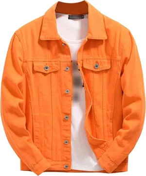 Men's Loose Plus Size Casual Jean Jacket Spring Autumn Denim Jacket Classic Trucker Style Slim Fit Outerwear