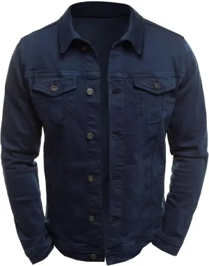 Men's Loose Plus Size Casual Jean Jacket Spring Autumn Denim Jacket Classic Trucker Style Slim Fit Outerwear