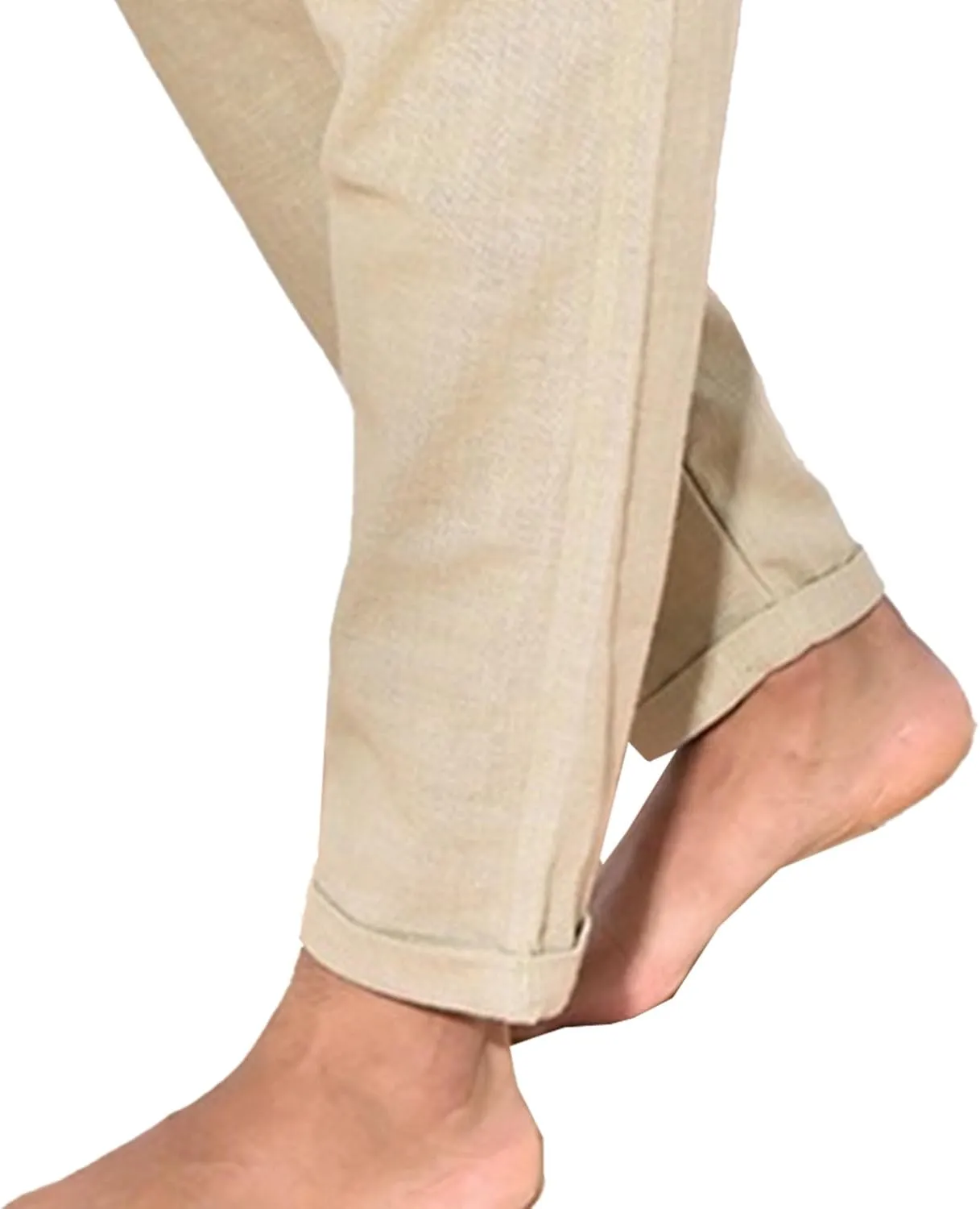 Men's Solid Cotton Linen Basic Pants Loose Fit Classic Beach Trousers Elastic Waist Lightweight Summer Pants