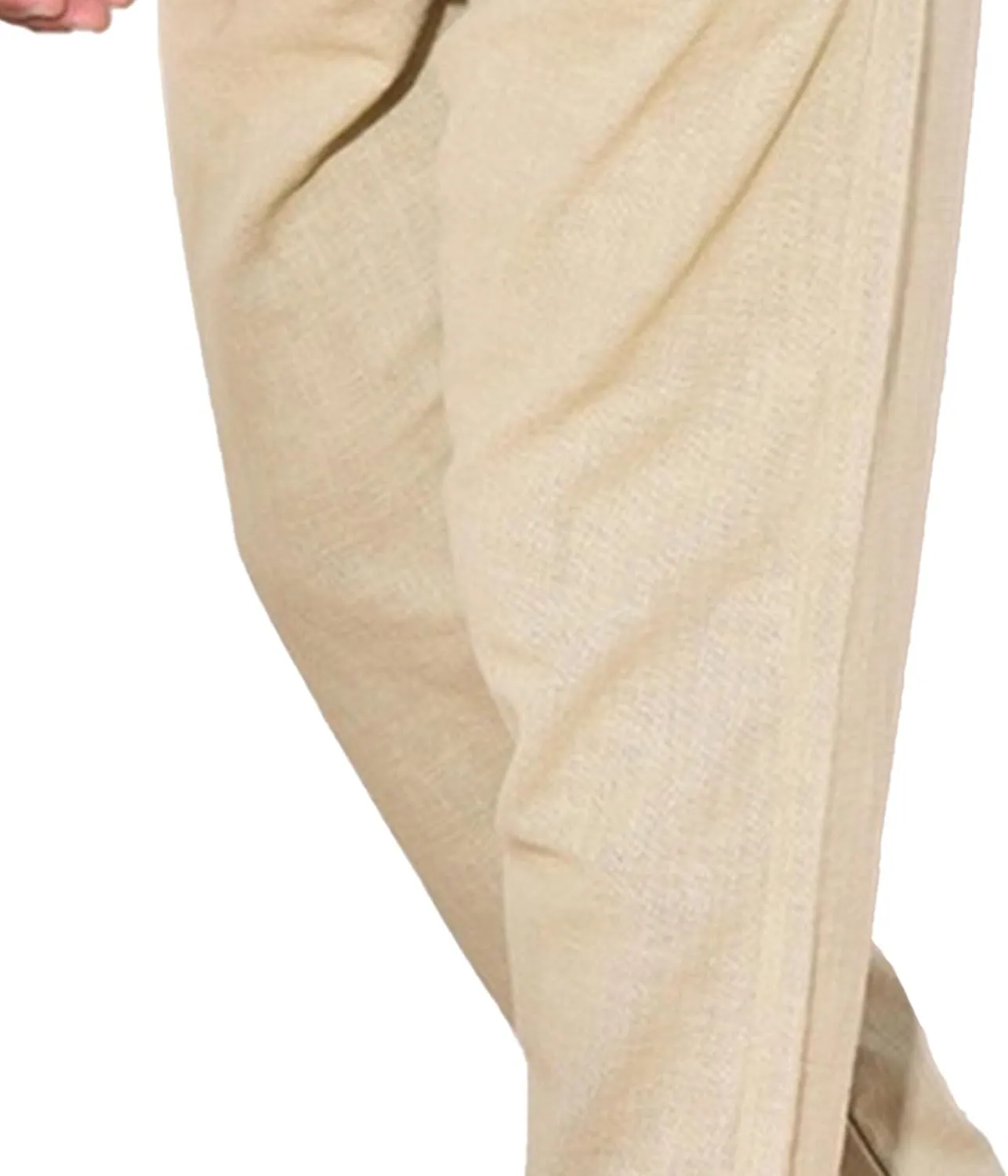 Men's Solid Cotton Linen Basic Pants Loose Fit Classic Beach Trousers Elastic Waist Lightweight Summer Pants