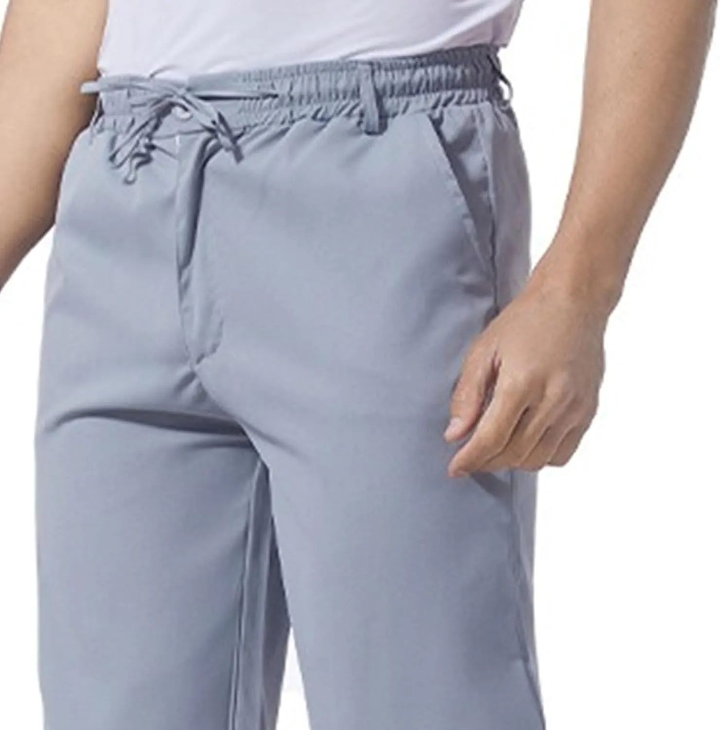 Men's Stretch Loose Fit Yoga Pants Comfort Classic Summer Trousers Cotton Linen Straight Leg Hiking Pants
