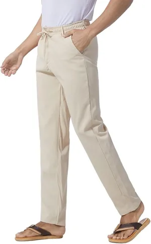 Men's Stretch Loose Fit Yoga Pants Comfort Classic Summer Trousers Cotton Linen Straight Leg Hiking Pants