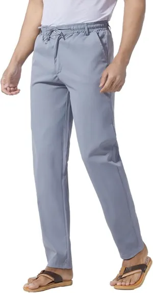 Men's Stretch Loose Fit Yoga Pants Comfort Classic Summer Trousers Cotton Linen Straight Leg Hiking Pants