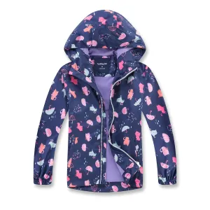 MGEOY Boys Girls Rain Jackets Lightweight Waterproof Hooded Cotton Raincoats Windbreakers for Kids
