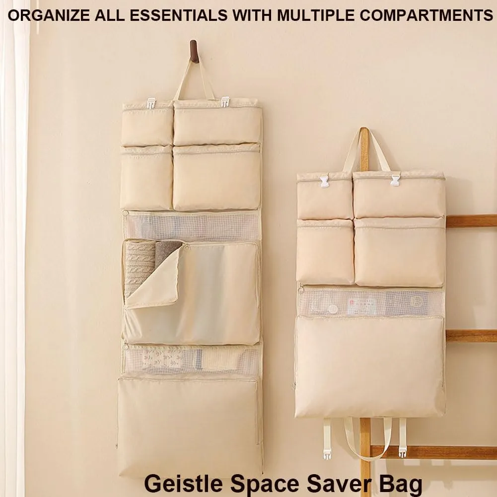 Multi-functional Compartment Travel Organizer,Space Saving Hanging Garment Bag for Clothes Bra Underwear Socks,Foldable Storage Bag (Beige, 8 in 1)