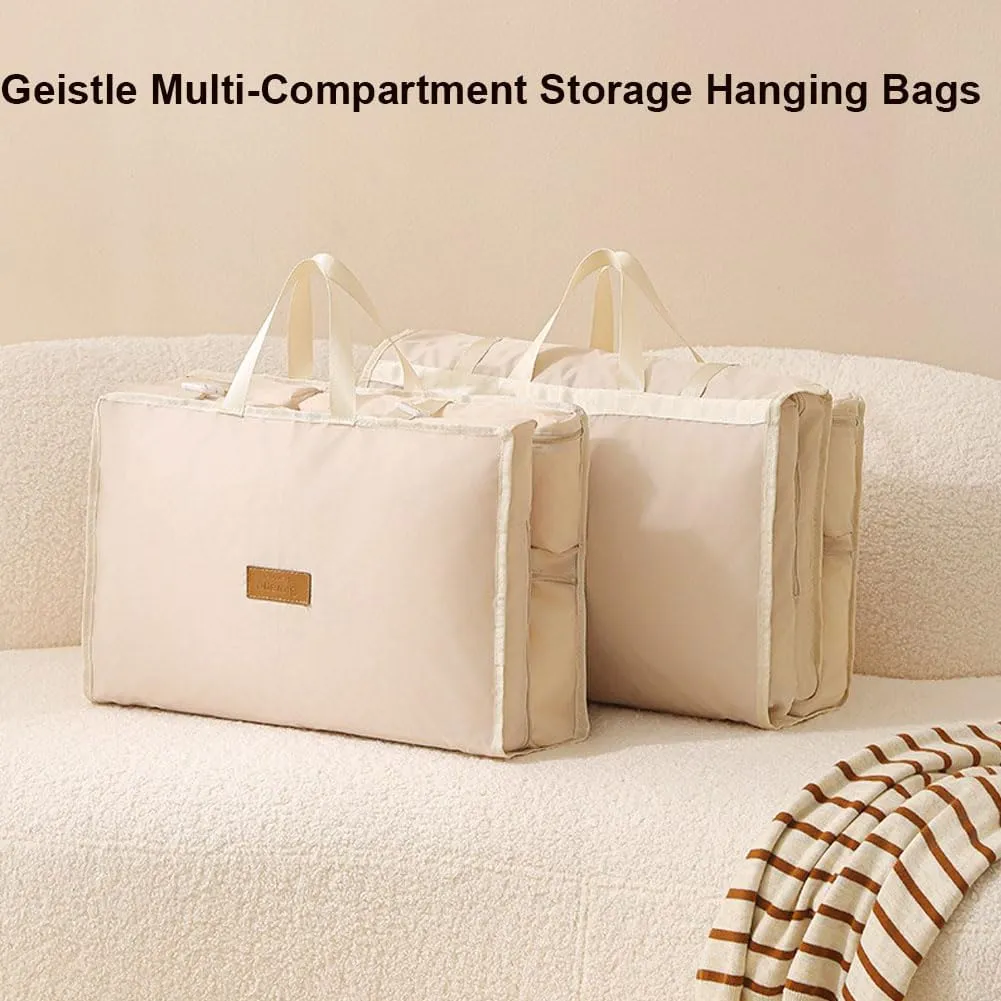 Multi-functional Compartment Travel Organizer,Space Saving Hanging Garment Bag for Clothes Bra Underwear Socks,Foldable Storage Bag (Beige, 8 in 1)