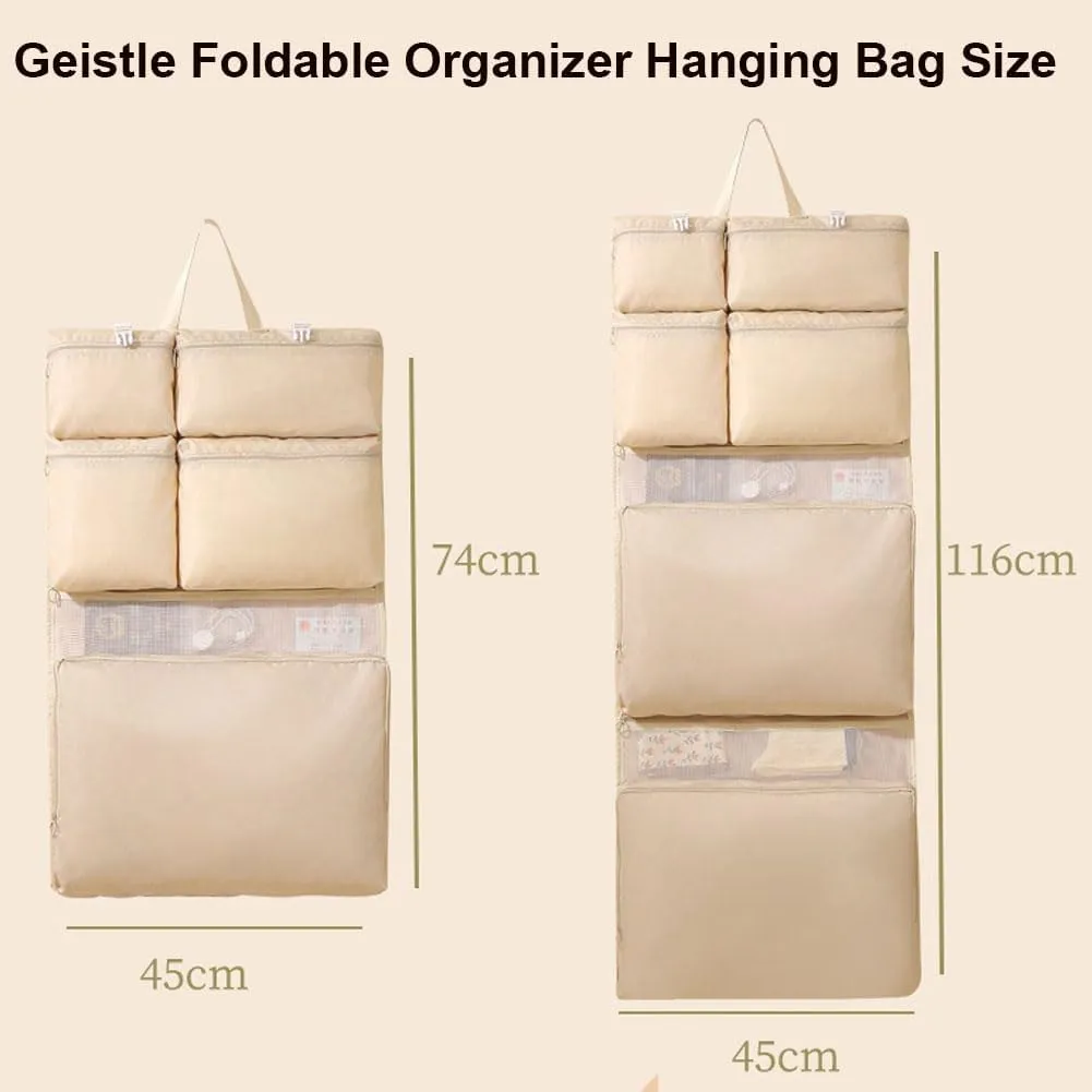 Multi-functional Compartment Travel Organizer,Space Saving Hanging Garment Bag for Clothes Bra Underwear Socks,Foldable Storage Bag (Beige, 8 in 1)