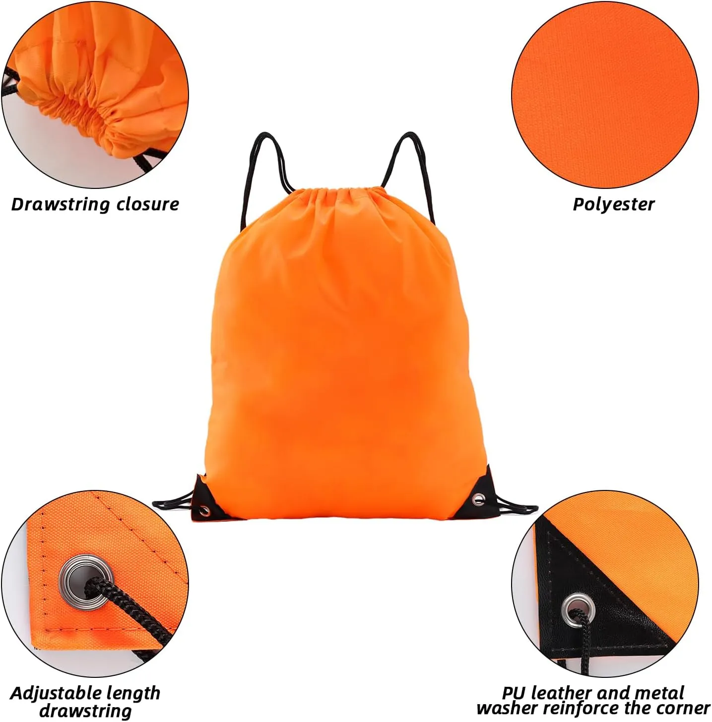 multi functional drawstring bag Bulk,drawstring backpack, 20 Pcs Draw String Bags, Cinch Bag essential for gym travel, nunisex, loose and portable (20, Orange)