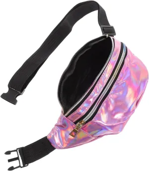 Multi Functional Holographic Fanny Pack Waist Bag for Men and Women Stylish Chest Bag for Outdoor Sports and Travel Adjustable Belt Purple Color