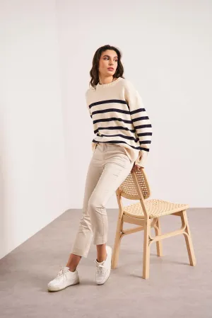 Oraije  Beige Straight Cut Chinos Claire
