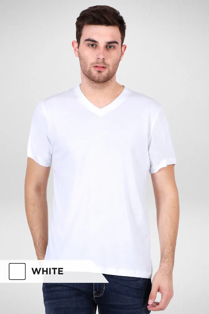 Pack Of 3 V Neck T-Shirts White Black and Navy Blue for Men