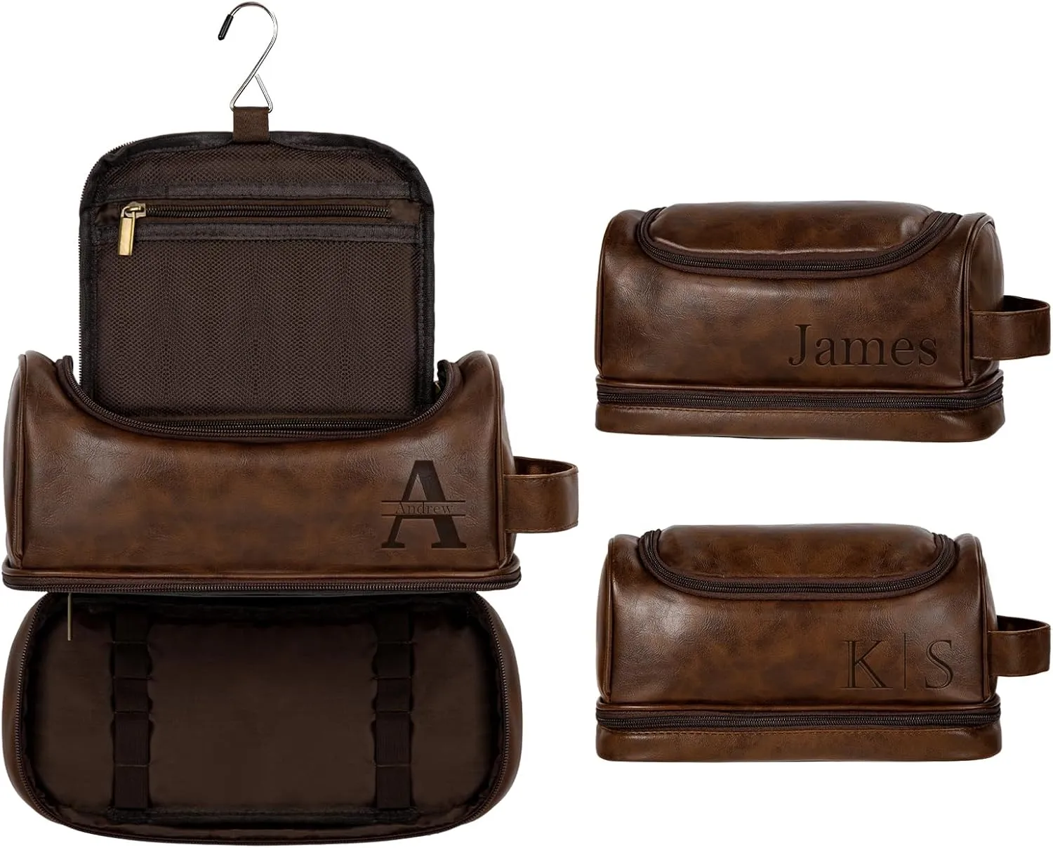 Personalized Travel Toiletry Bag for Men, Large Water-resistant Shaving Bag, PU Leather Dopp Kit, Multi-functional and Stylish, Customized Gift for Groomsmen, Anniversary, Birthday