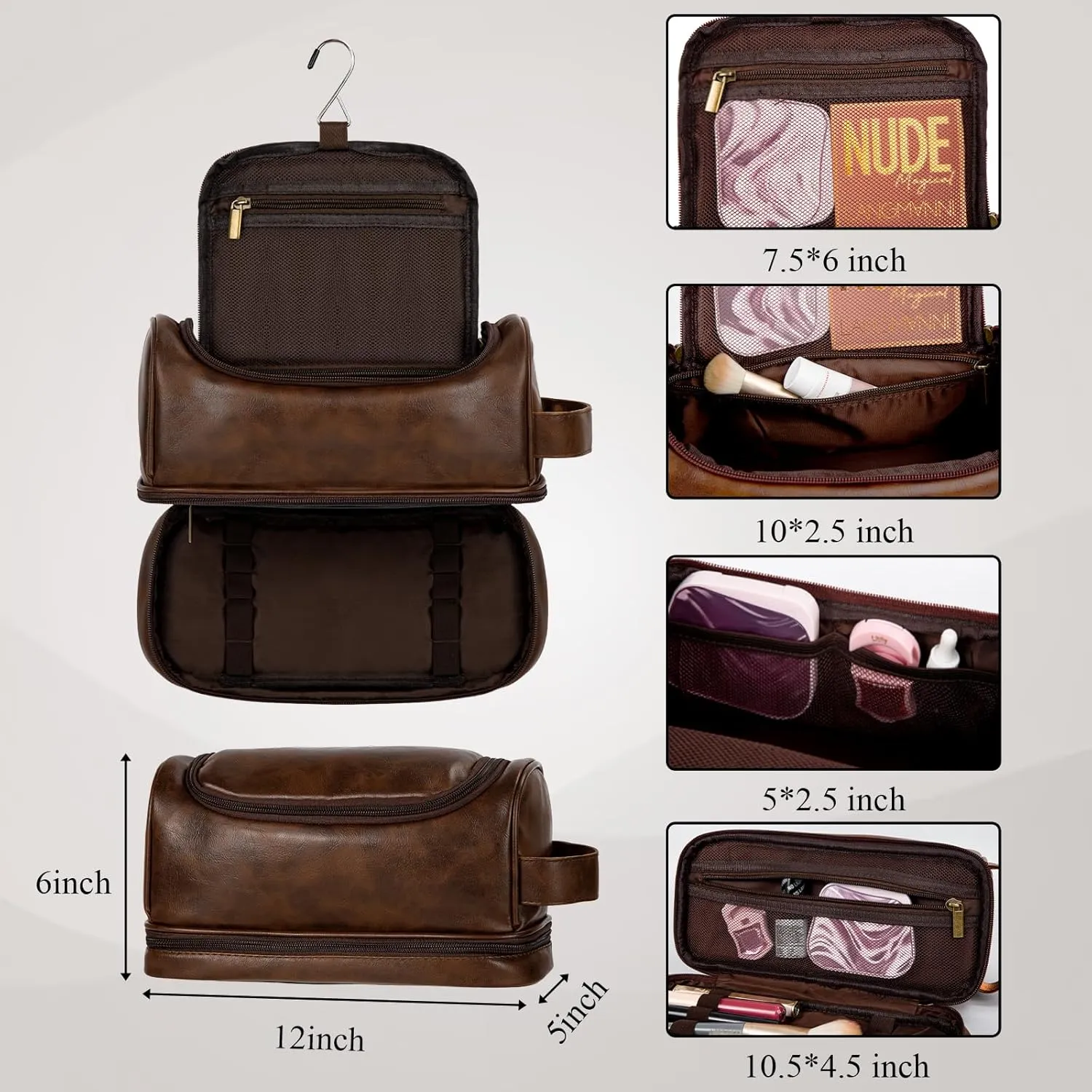 Personalized Travel Toiletry Bag for Men, Large Water-resistant Shaving Bag, PU Leather Dopp Kit, Multi-functional and Stylish, Customized Gift for Groomsmen, Anniversary, Birthday