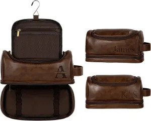Personalized Travel Toiletry Bag for Men, Large Water-resistant Shaving Bag, PU Leather Dopp Kit, Multi-functional and Stylish, Customized Gift for Groomsmen, Anniversary, Birthday