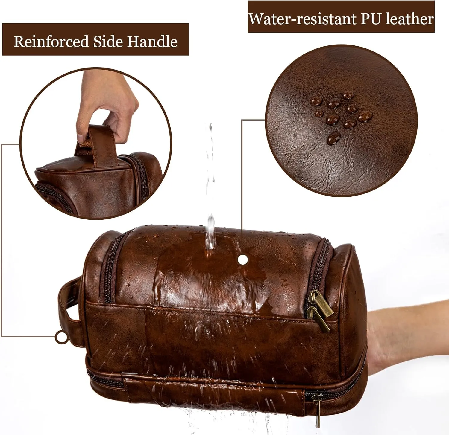 Personalized Travel Toiletry Bag for Men, Large Water-resistant Shaving Bag, PU Leather Dopp Kit, Multi-functional and Stylish, Customized Gift for Groomsmen, Anniversary, Birthday