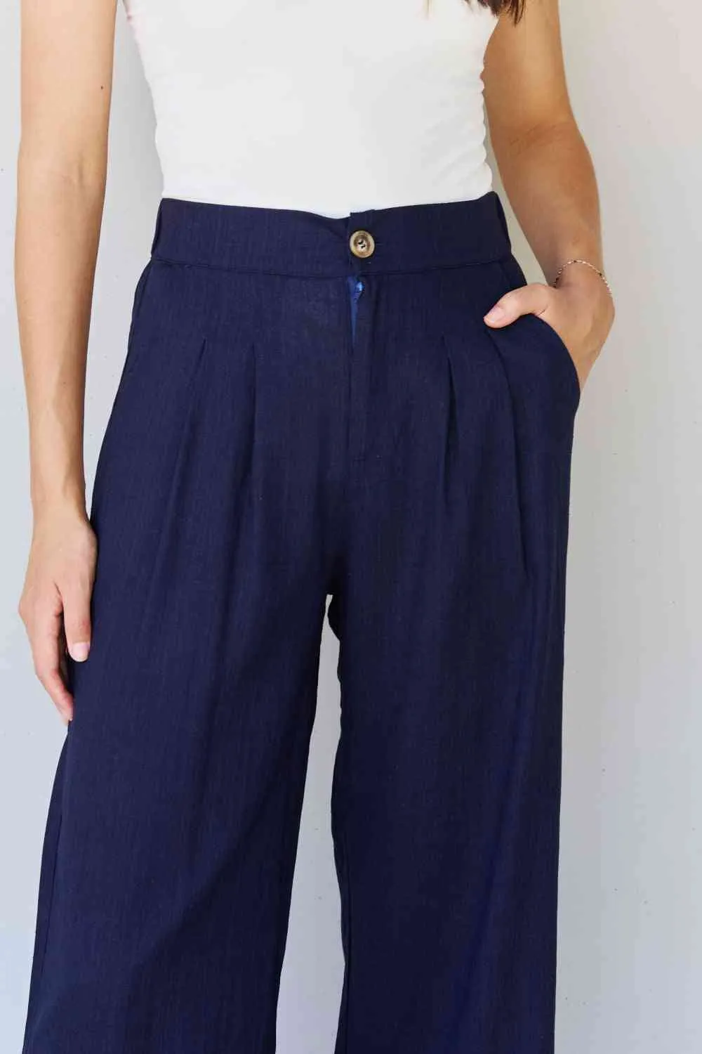 Pleated Button Front Linen Blend Slacks Business Casual Pants by And The Why