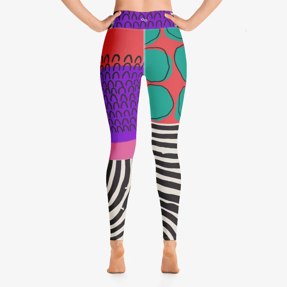 Printed Leggings "Circus" Red/Purple/Green