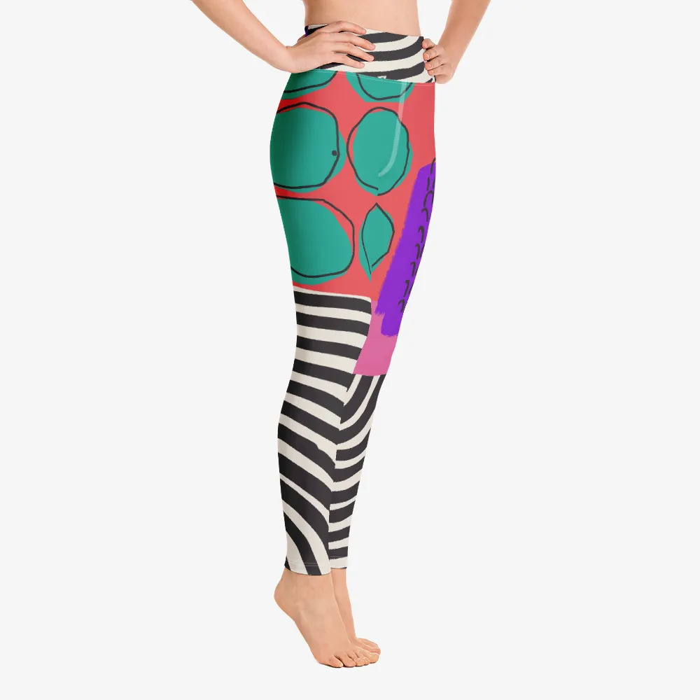 Printed Leggings "Circus" Red/Purple/Green