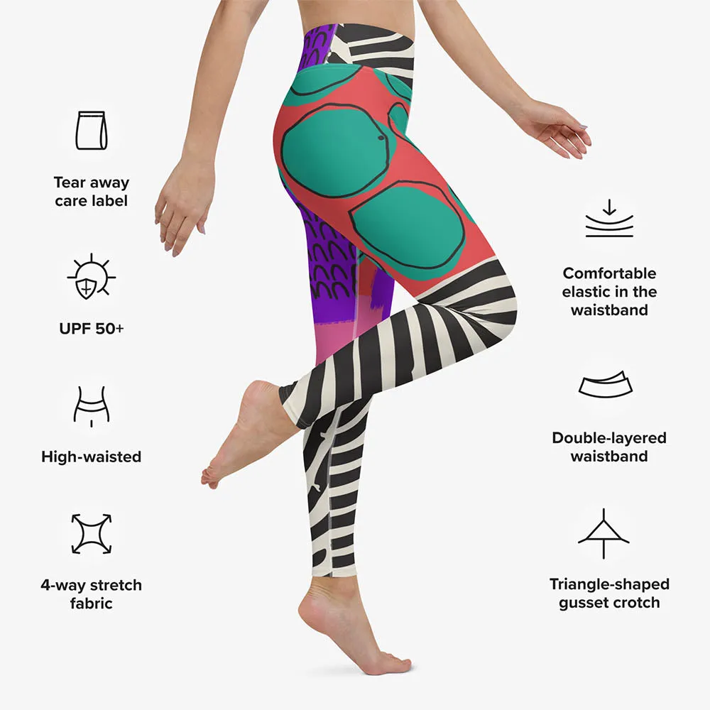 Printed Leggings "Circus" Red/Purple/Green