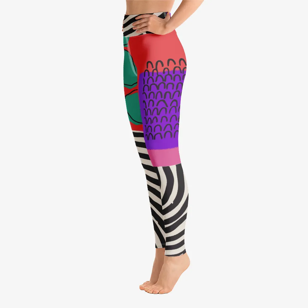 Printed Leggings "Circus" Red/Purple/Green